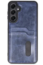 Newface Samsung Galaxy A36 Kılıf Sara Kartvizitli Deri Kılıf - Lacivert