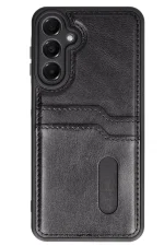 Newface Samsung Galaxy A36 Kılıf Sara Kartvizitli Deri Kılıf - Siyah