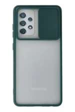 Newface Samsung Galaxy A52 Kılıf Palm Buzlu Kamera Sürgülü Silikon - Yeşil