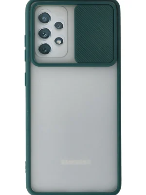 Newface Samsung Galaxy A52 Kılıf Palm Buzlu Kamera Sürgülü Silikon - Yeşil