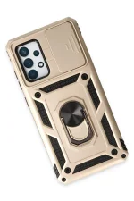 Newface Samsung Galaxy A52 Kılıf Pars Lens Yüzüklü Silikon - Gold - Görsel 2