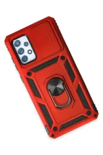 Newface Samsung Galaxy A52 Kılıf Pars Lens Yüzüklü Silikon - Kırmızı - Görsel 3