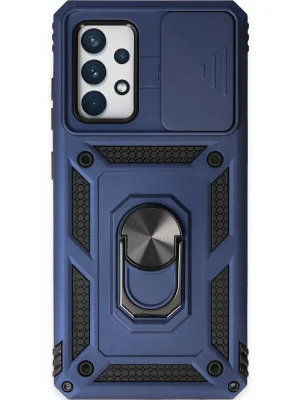 Newface Samsung Galaxy A52 Kılıf Pars Lens Yüzüklü Silikon - Lacivert