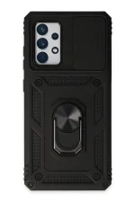 Newface Samsung Galaxy A52 Kılıf Pars Lens Yüzüklü Silikon - Siyah