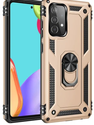 Newface Samsung Galaxy A52 Kılıf Sofya Yüzüklü Silikon Kapak - Gold