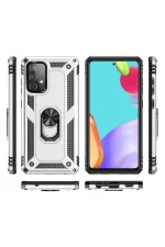 Newface Samsung Galaxy A52 Kılıf Sofya Yüzüklü Silikon Kapak - Gümüş - Görsel 3