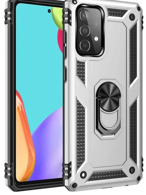 Newface Samsung Galaxy A52 Kılıf Sofya Yüzüklü Silikon Kapak - Gümüş