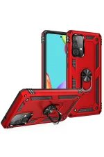 Newface Samsung Galaxy A52 Kılıf Sofya Yüzüklü Silikon Kapak - Kırmızı - Görsel 2