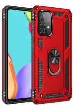 Newface Samsung Galaxy A52 Kılıf Sofya Yüzüklü Silikon Kapak - Kırmızı