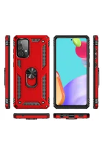 Newface Samsung Galaxy A52 Kılıf Sofya Yüzüklü Silikon Kapak - Kırmızı - Görsel 3