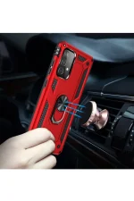 Newface Samsung Galaxy A52 Kılıf Sofya Yüzüklü Silikon Kapak - Kırmızı - Görsel 7