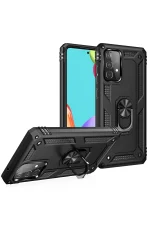 Newface Samsung Galaxy A52 Kılıf Sofya Yüzüklü Silikon Kapak - Siyah - Görsel 2