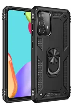 Newface Samsung Galaxy A52 Kılıf Sofya Yüzüklü Silikon Kapak - Siyah