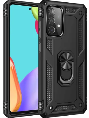 Newface Samsung Galaxy A52 Kılıf Sofya Yüzüklü Silikon Kapak - Siyah