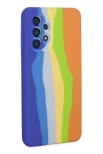 Newface Samsung Galaxy A53 5G Kılıf Ebruli Lansman Silikon - Mavi-Turuncu - Görsel 3