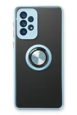 Newface Samsung Galaxy A53 5G Kılıf Montreal Yüzüklü Silikon Kapak - Buz Mavi