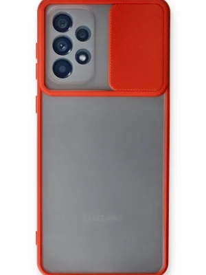 Newface Samsung Galaxy A53 5G Kılıf Palm Buzlu Kamera Sürgülü Silikon - Kırmızı
