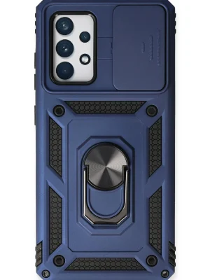 Newface Samsung Galaxy A53 5G Kılıf Pars Lens Yüzüklü Silikon - Lacivert