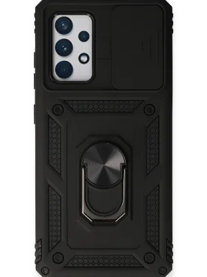 Newface Samsung Galaxy A53 5G Kılıf Pars Lens Yüzüklü Silikon - Siyah