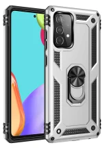 Newface Samsung Galaxy A53 5G Kılıf Sofya Yüzüklü Silikon Kapak - Gümüş