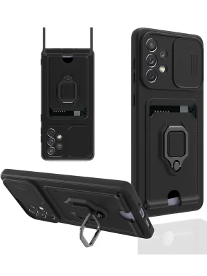 Newface Samsung Galaxy A53 5G Kılıf Zuma Kartvizitli Yüzüklü Silikon - Siyah