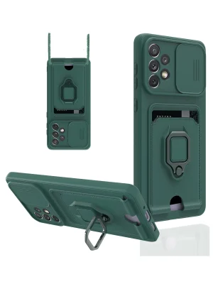 Newface Samsung Galaxy A53 5G Kılıf Zuma Kartvizitli Yüzüklü Silikon - Yeşil