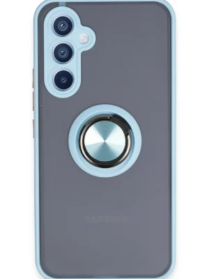Newface Samsung Galaxy A54 5G Kılıf Montreal Yüzüklü Silikon Kapak - Buz Mavi