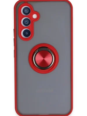 Newface Samsung Galaxy A54 5G Kılıf Montreal Yüzüklü Silikon Kapak - Kırmızı