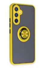 Newface Samsung Galaxy A54 5G Kılıf Montreal Yüzüklü Silikon Kapak - Sarı - Görsel 2