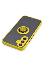 Newface Samsung Galaxy A54 5G Kılıf Montreal Yüzüklü Silikon Kapak - Sarı - Görsel 4