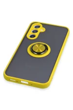 Newface Samsung Galaxy A54 5G Kılıf Montreal Yüzüklü Silikon Kapak - Sarı - Görsel 5