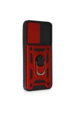 Newface Samsung Galaxy A54 5G Kılıf Pars Lens Yüzüklü Silikon - Kırmızı - Görsel 2