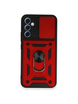 Newface Samsung Galaxy A54 5G Kılıf Pars Lens Yüzüklü Silikon - Kırmızı