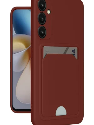 Newface Samsung Galaxy A55 5G Kılıf Kelvin Kartvizitli Silikon - Bordo