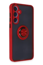Newface Samsung Galaxy A55 5G Kılıf Montreal Yüzüklü Silikon Kapak - Kırmızı - Görsel 2