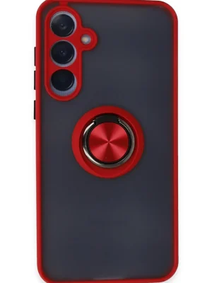Newface Samsung Galaxy A55 5G Kılıf Montreal Yüzüklü Silikon Kapak - Kırmızı