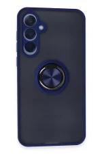 Newface Samsung Galaxy A55 5G Kılıf Montreal Yüzüklü Silikon Kapak - Lacivert