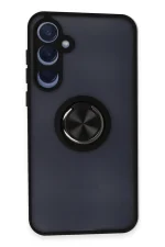 Newface Samsung Galaxy A55 5G Kılıf Montreal Yüzüklü Silikon Kapak - Siyah