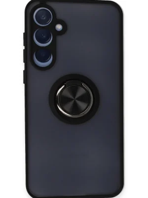 Newface Samsung Galaxy A55 5G Kılıf Montreal Yüzüklü Silikon Kapak - Siyah