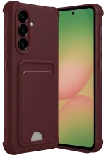 Newface Samsung Galaxy A56 Kılıf Kelvin Kartvizitli Silikon - Bordo