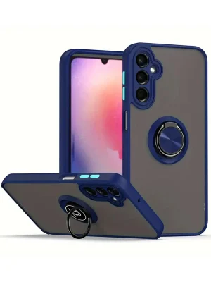 Newface Samsung Galaxy A56 Kılıf Montreal Yüzüklü Silikon Kapak - Lacivert