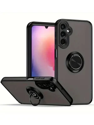 Newface Samsung Galaxy A56 Kılıf Montreal Yüzüklü Silikon Kapak - Siyah