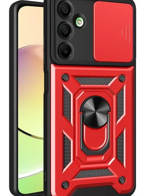 Newface Samsung Galaxy A56 Kılıf Pars Lens Yüzüklü Silikon - Kırmızı