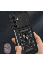 Newface Samsung Galaxy A56 Kılıf Pars Lens Yüzüklü Silikon - Yeşil - Görsel 3