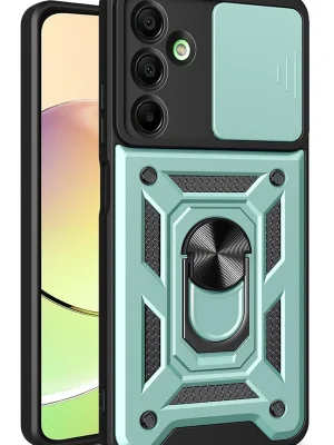 Newface Samsung Galaxy A56 Kılıf Pars Lens Yüzüklü Silikon - Yeşil