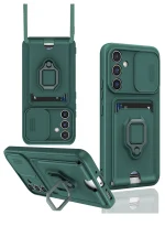 Newface Samsung Galaxy A56 Kılıf Zuma Kartvizitli Yüzüklü Silikon - Yeşil