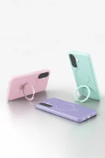 Newface Samsung Galaxy A56 Regal Magsafe Standlı Kapak - Derin Mor - Görsel 5