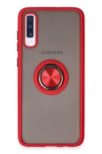 Newface Samsung Galaxy A70 Kılıf Montreal Yüzüklü Silikon Kapak - Kırmızı