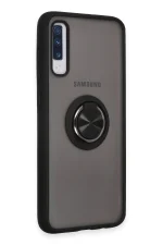 Newface Samsung Galaxy A70 Kılıf Montreal Yüzüklü Silikon Kapak - Siyah - Görsel 2