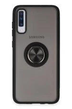 Newface Samsung Galaxy A70 Kılıf Montreal Yüzüklü Silikon Kapak - Siyah